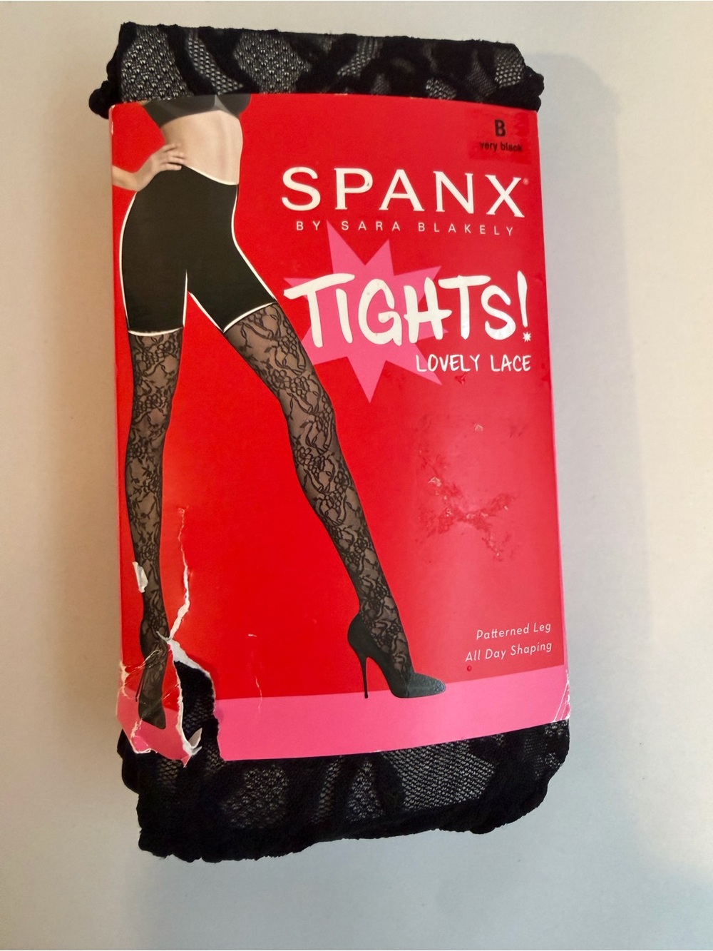 SPANX Tights Lovely Lace Patterned Leg - Black size B
